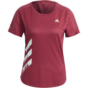 adidas RUN IT TEE 3S W Dámské sportovní tričko, Růžová,Bílá, velikost XS