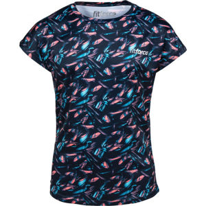 Fitforce BONAIRE Dívčí fitness triko, Tmavě modrá,Růžová,Bílá,Modrá, velikost 140-146