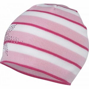 Lewro BEAUTIFLY Dívčí pletená čepice, Růžová,Bílá, velikost 8-11