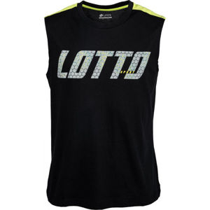 Lotto LOGO III TEE SL JS Pánské triko bez rukávů, Černá,Zelená, velikost S