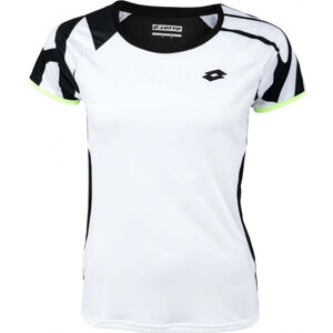 Lotto TOP TEN W TEE PRT 2 PL Dámské tenisové tričko, Bílá,Černá,Žlutá, velikost XS