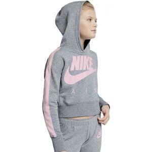 Nike NSW CROP PE AIR Dívčí mikina s kapucí, šedá, velikost XS