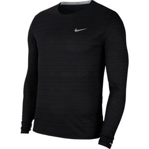 Nike DRI-FIT MILER Pánské běžecké triko s dlouhým rukávem, Černá,Šedá, velikost XL
