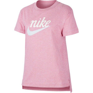 Nike NSW TEE DPTL SCRIPT FUTURA G Dívčí tričko, Růžová,Bílá, velikost XS