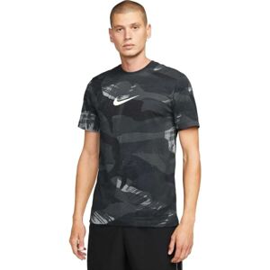 Nike NK DF TEE CAMO AOP Pánské tričko, tmavě šedá, velikost L