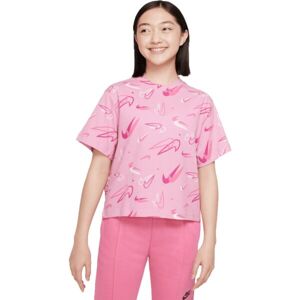 Nike NK NSW TEE BOXY SWOOSHFETTI Dámské tričko, růžová, velikost S