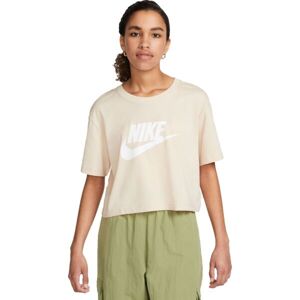 Nike NSW TEE ESSNTL CRP ICN FTR W Dámské tričko, béžová, velikost XS