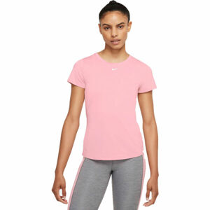 Nike ONE DF SS SLIM TOP W Dámské tréninkové tričko, Růžová,Bílá, velikost XS