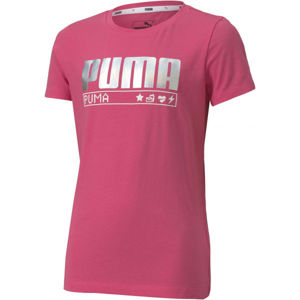 Puma ALPHA TEE G Dívčí triko, Růžová,Stříbrná, velikost 164