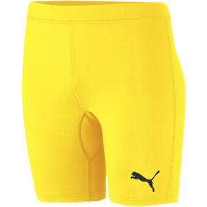 Puma LIGA BASELAYER SHORT TIGH JR Dětské sportovní šortky, žlutá, velikost 128