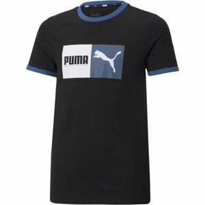 Puma ALPHA TEE Chlapecké sportovní triko, Černá,Bílá,Modrá, velikost 152