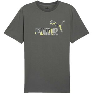 Puma ESSENTIALS + CAMO GRAPHIC TEE Pánské triko, tmavě šedá, velikost