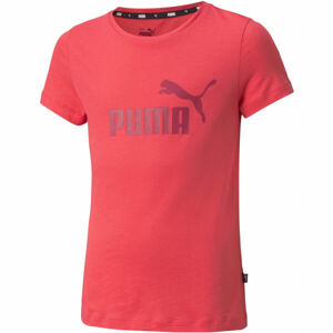 Puma ESS LOGO TEE G Dívčí triko, Růžová,Vínová, velikost 140